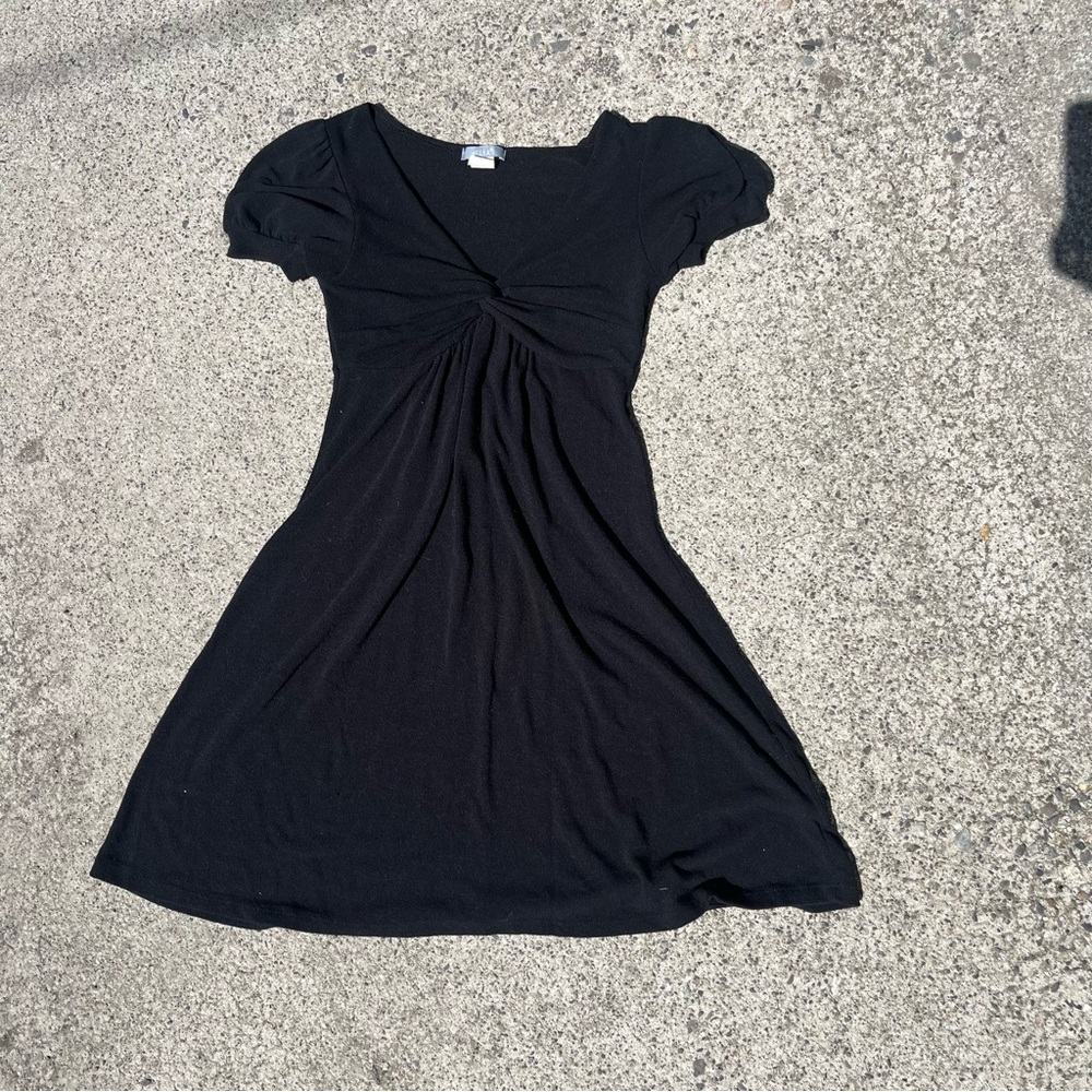 dELiA*s Black Ruched Mini Dress with Puff Cap Sleeves